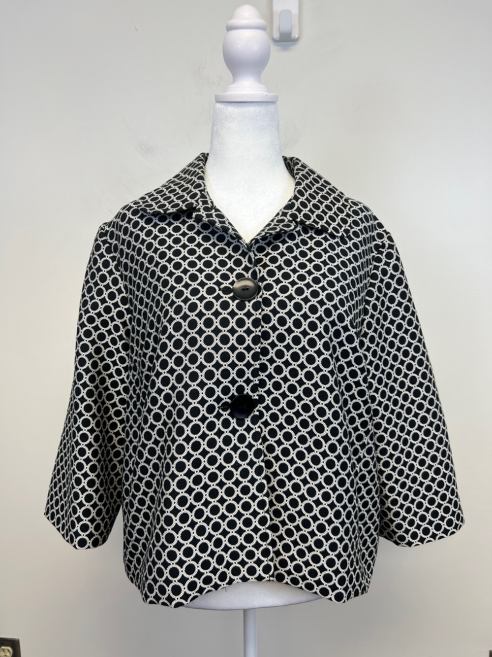 Elementz Black and White Circle Pattern Dressy Women's Jacket Blazer Size XL